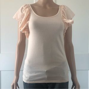 ASOS Pink Flutter Sleeves Cotton Long Tunic Top UK 8 US 4
